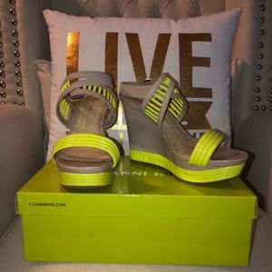 GIANNI BINI BRIGHT LIME WEDGE